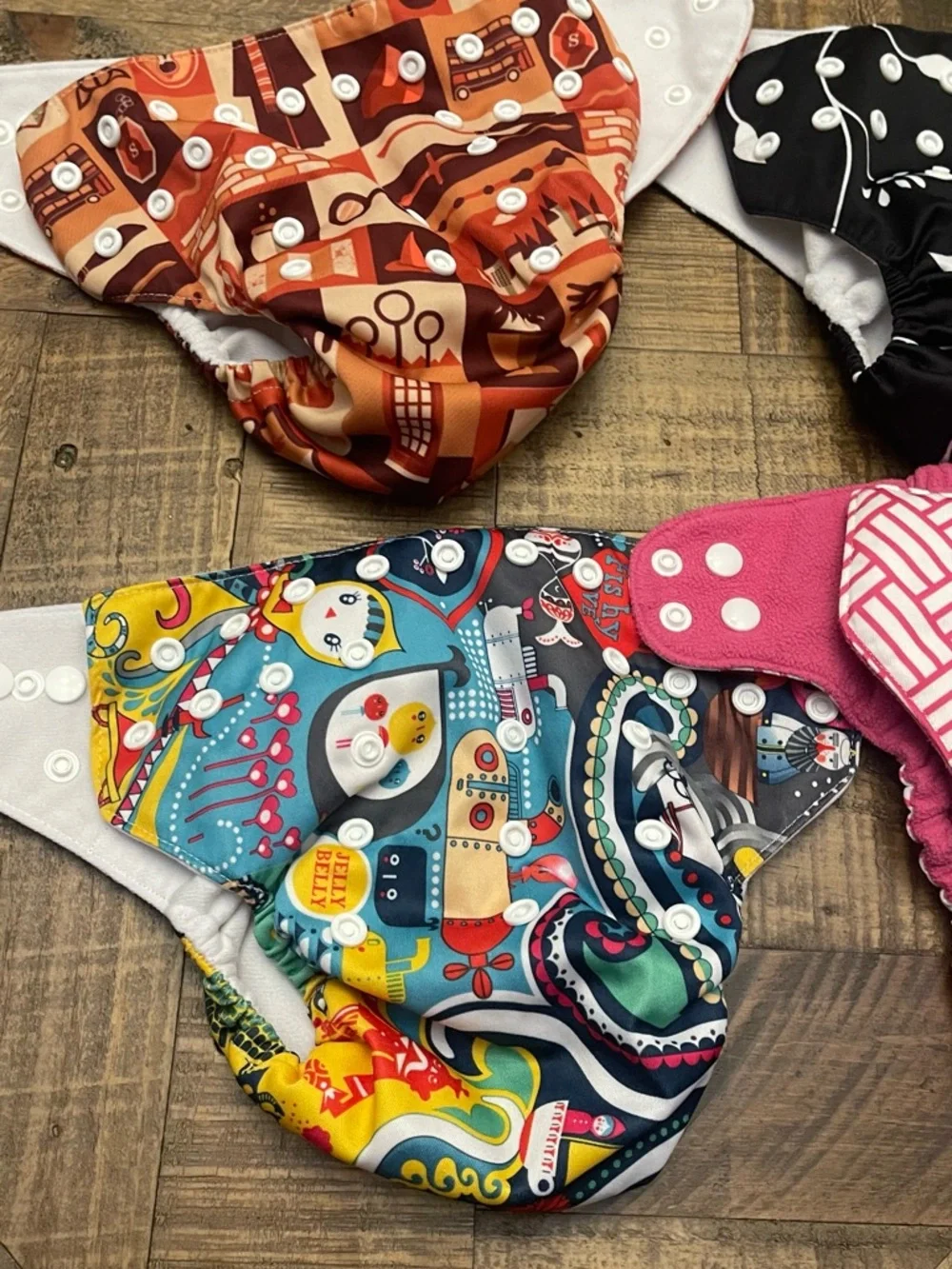 Baby reusable cloth diapers-adjustable snap closures to grow with a baby